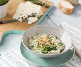 Risotto de queso azul y espinacas