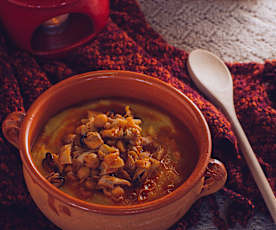 Polenta con zuppetta di pesce e ceci