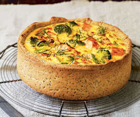 Quiche au saumon et au brocoli