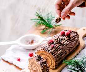 Bûche roulée, crème au beurre au chocolat