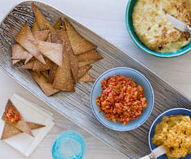 Chia and quinoa tortillas with a trio of dips