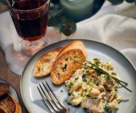 Eiersalat mit Putenbrust