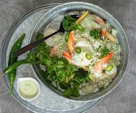 Prawns with coriander coconut rice