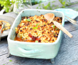 Crumble de tomates au couscous et au safran