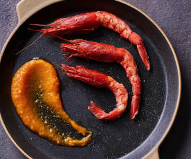Gamberi rossi con salsa alla papaya sottovuoto