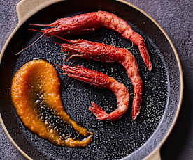 Gamberi rossi con salsa alla papaya sottovuoto