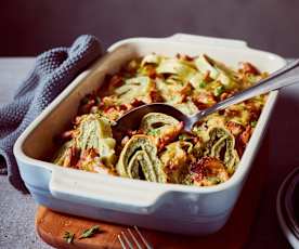 Pilz-Maultaschen-Auflauf