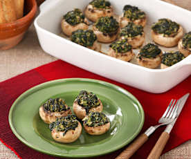 Champiñones rellenos de espinacas