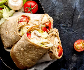 Putenfleisch-Fajita-Wraps mit Pilzen