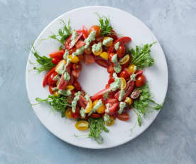 Tomatoes with wasabi dressing