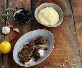 Tamboril com azeitonas e puré de limão