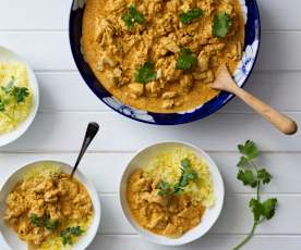 Chicken tikka masala with saffron rice
