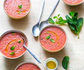 Gaspacho tomate-pastèque au balsamique