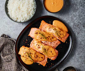 Salmon and Basmati Rice with Dill Cream Sauce