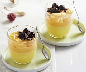 Panna cotta allo zafferano e crema all'arancia