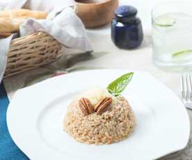 Arroz integral con pesto de nuez y limón