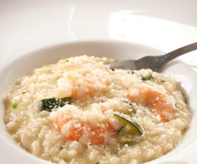 Arroz cremoso con calabacín y langostinos