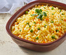 Arroz blanco con verduras