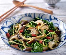 薑絲香菇炒莧菜