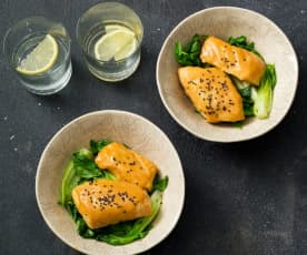Miso fish with Asian greens