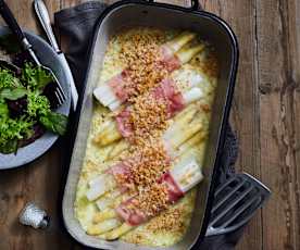 Gratinierte Schinken-Spargel-Röllchen