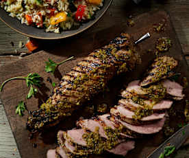 Chimichurri Pork Tenderloin with Warm Rice Salad