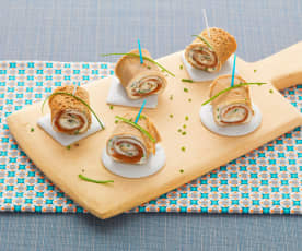 Rotolini di crêpes di grano saraceno al salmone