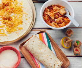 Fajitas au poulet, cheddar et poivron