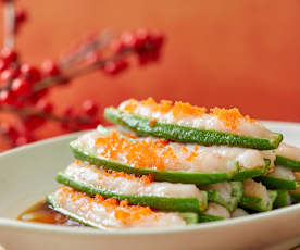 鱼籽虾滑酿秋葵