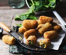 Croquetas de espinacas con atún y pimiento morrón