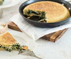 Tortilla de arroz rellena de espinaca y queso