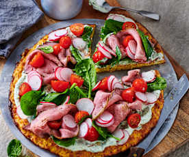 Reibekuchen-Pizza mit Roastbeef