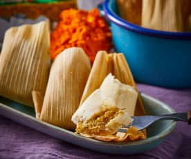 Rajas and Cheese Tamales with Salsa Verde