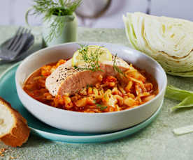 Weißkohl-Fenchel-Topf mit Lachsfilet