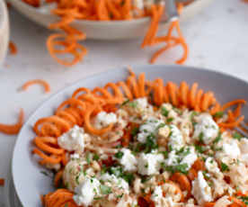 Spiralized carrot and apple salad with feta cheese and nuts (Thermomix® Spiralizer, TM5)