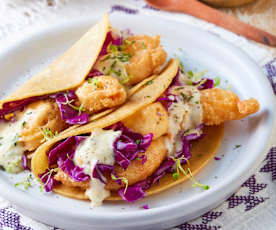 Tacos de camarón con mayonesa de habanero