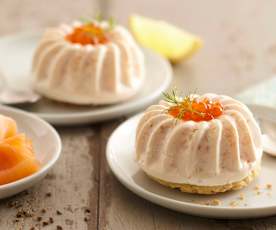 Bouchées de pannacotta de saumon sur biscuits aux graines d'anis