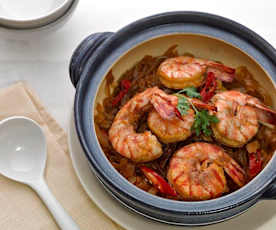 Gamberi in casseruola con vermicelli