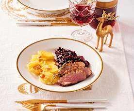 Entenbrust mit Roter Bete und Kartoffelgratin
