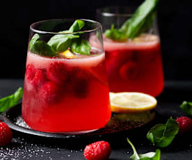 Raspberry and basil sangria
