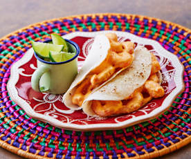 Tortille z krewetkami w kremowym sosie z chili