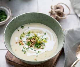 Leek and Potato Soup With Soya or Beef Mince