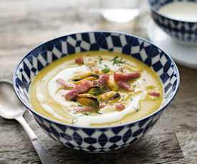 Velouté de cocos de Paimpol aux moules