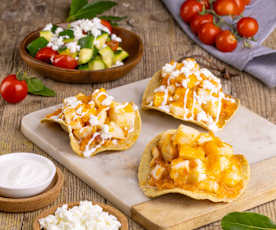 Tinga de pescado y ensalada de calabacitas