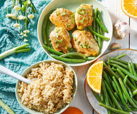 Orange Garlic Chicken with Rice