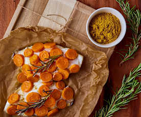 Filetti di orata al cartoccio con crema di lenticchie