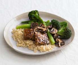 Hoisin tofu with brown rice