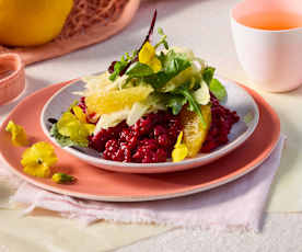 Rote-Bete-Risotto mit Orangen-Fenchel-Salat