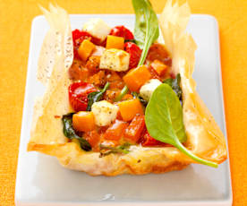 Pumpkin, Feta and Caramelised Onion Tart