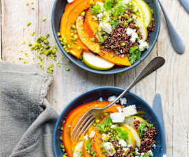 Salade de potimarron, quinoa rouge et feta